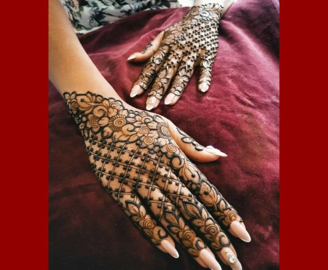 Mehndi designs for off-shoulder dresses