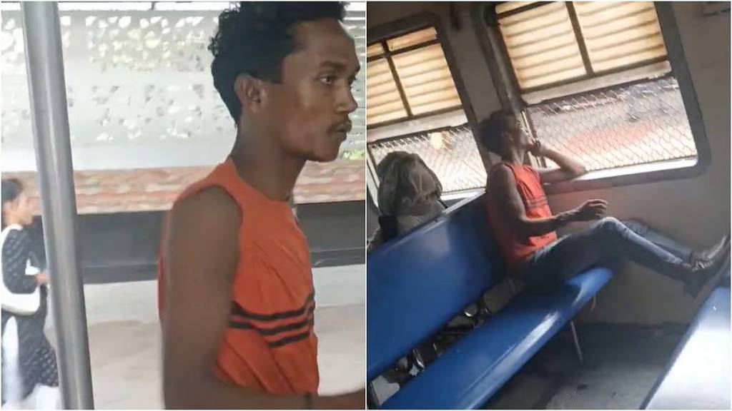 Drunk Man Indecent Act in Mumbai local train