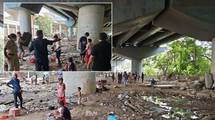 navi mumbai homeless flyover murder case encroachment action by Municipal Corporation