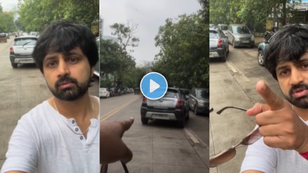 shashank ketkar angry over car parked incorrectly on the road in thane vasant vihar shared video