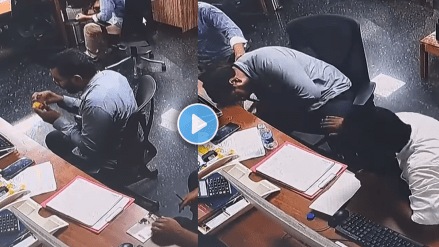 Shocking video of man collapsed while eating food and talking video viral on social media
