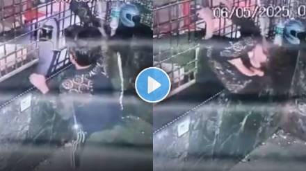 thief entered beer shop narrow counter video viral