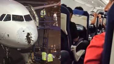 thunderstorm impact on indigo plane (फोटो सौजन्य सोशल मीडिया)