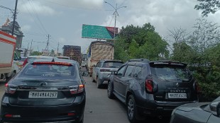 Traffic jam on Katai Ambernath state road