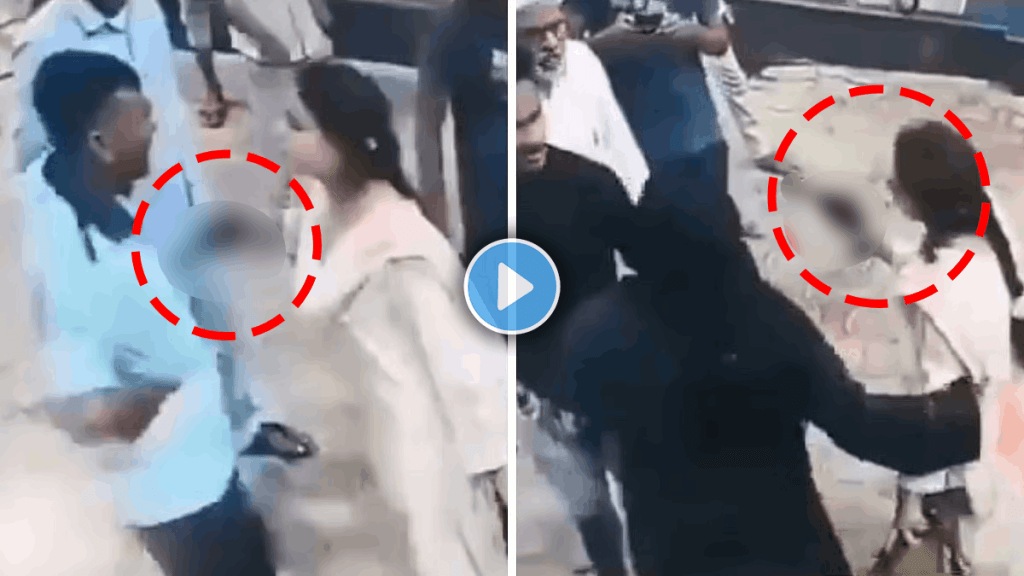Shocking video of up woman threatens petrol pump man with revolver viral video on social media