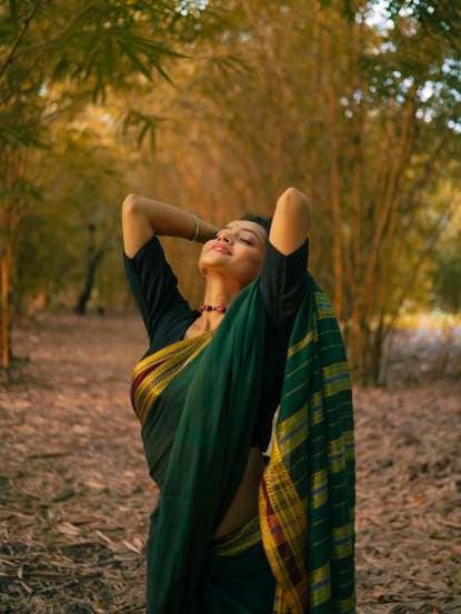 Shivali Parab photoshoot, Shivali Parab green saree look