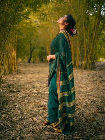 Shivali Parab photoshoot, Shivali Parab green saree look