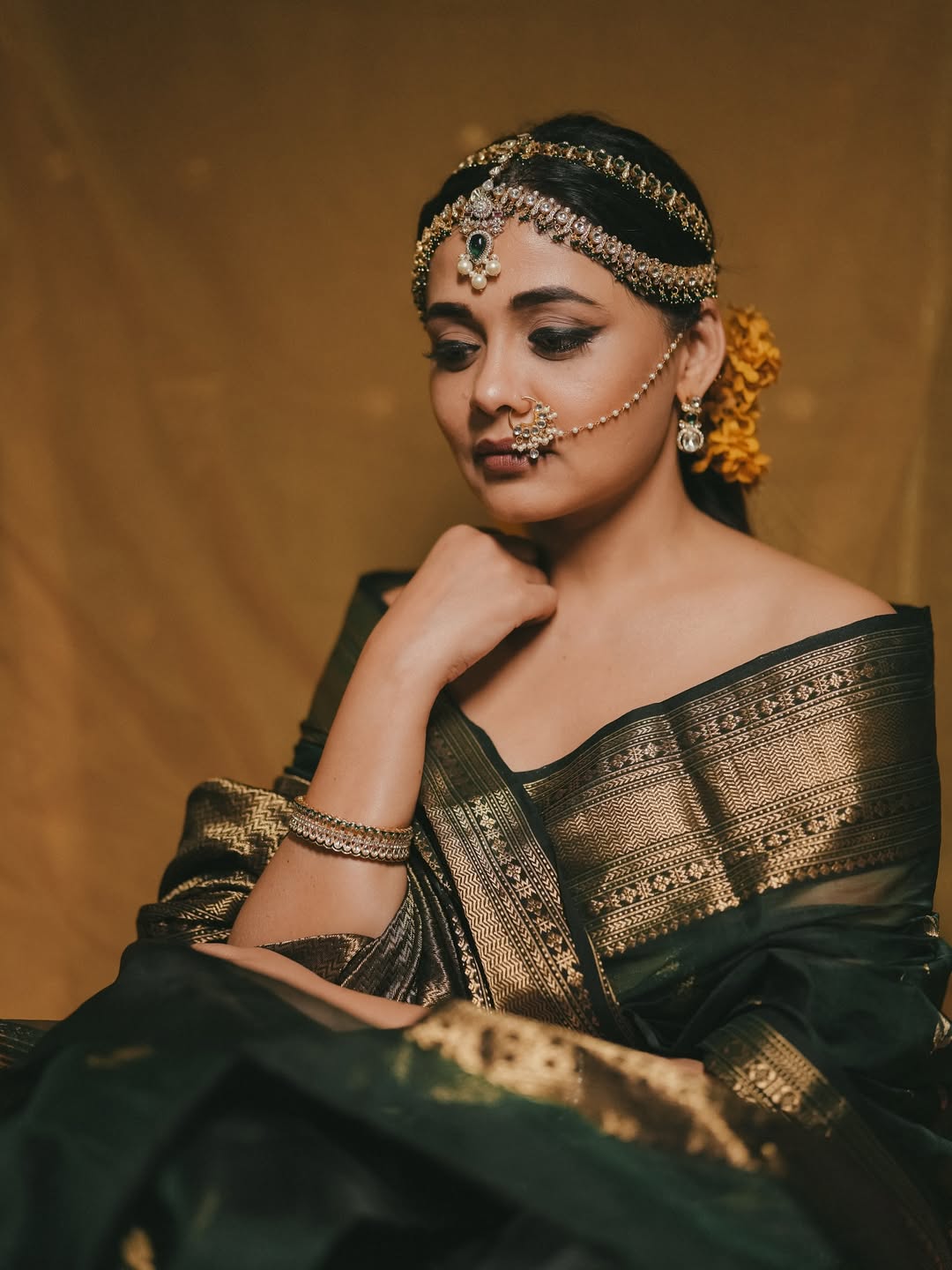 Prarthana Behere green saree look