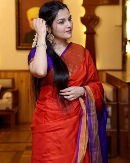 Aarya Ambekar Red Saree Look
