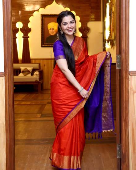 Aarya Ambekar Red Saree Look