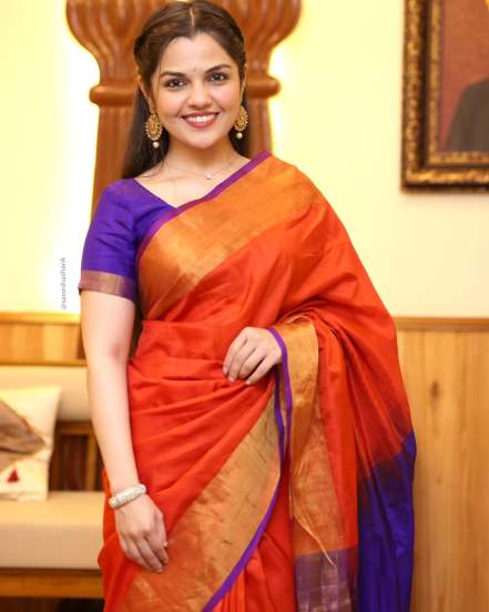 Aarya Ambekar Red Saree Look