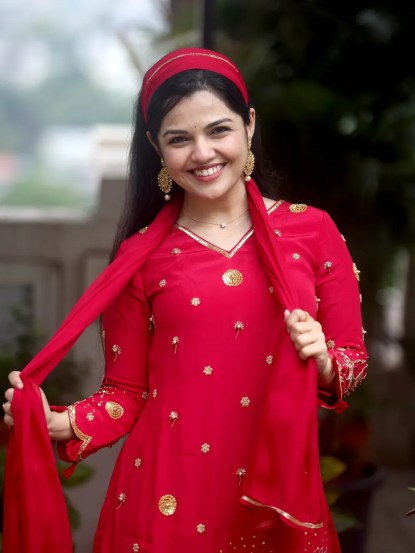 Aarya Ambekar Red Saree Look