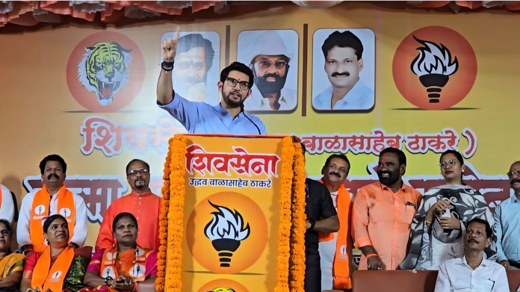 Aditya Thackeray accuses adani of land grab in dharavi redevelopment project in vasai