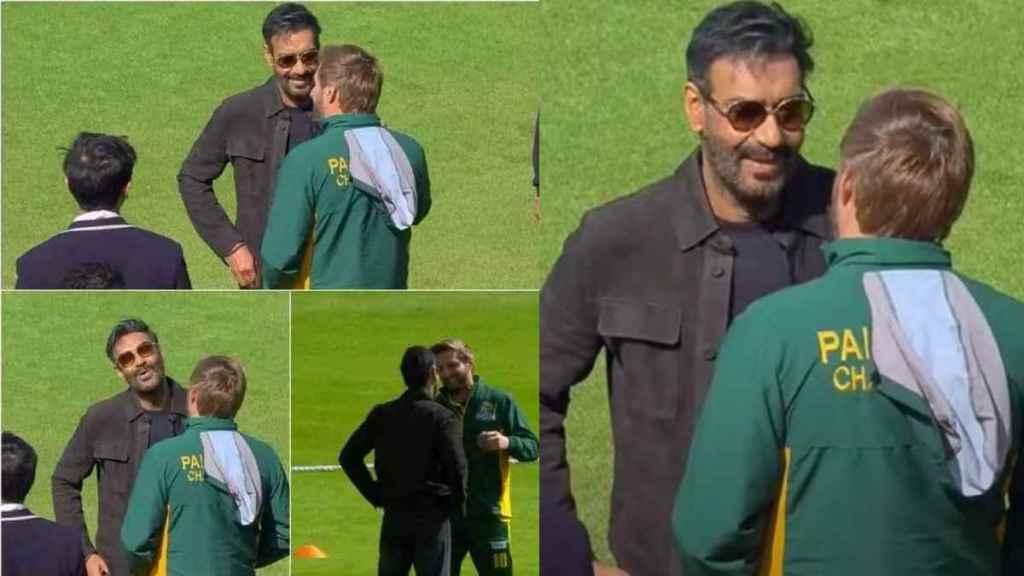 Ajay Devgan Shahid Afridi Meeting Photo Goes Viral of WCL After IND vs PAK Match Got Cancelled
