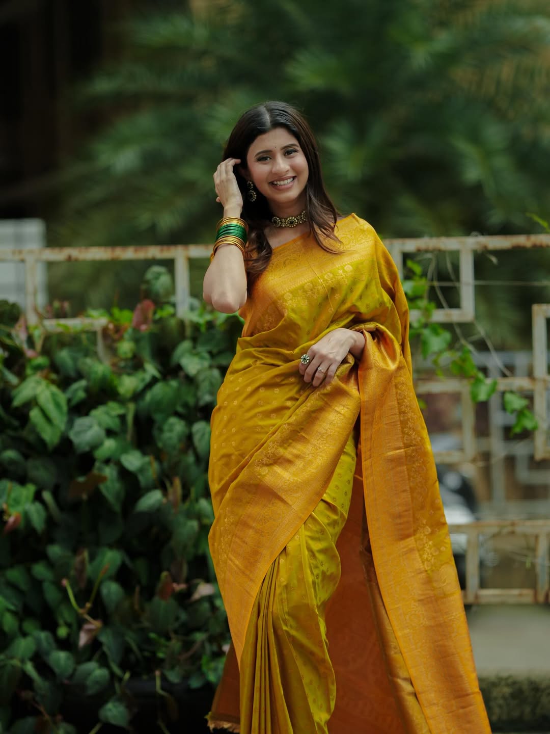 Ankita Walawalkar Silk Saree Look
