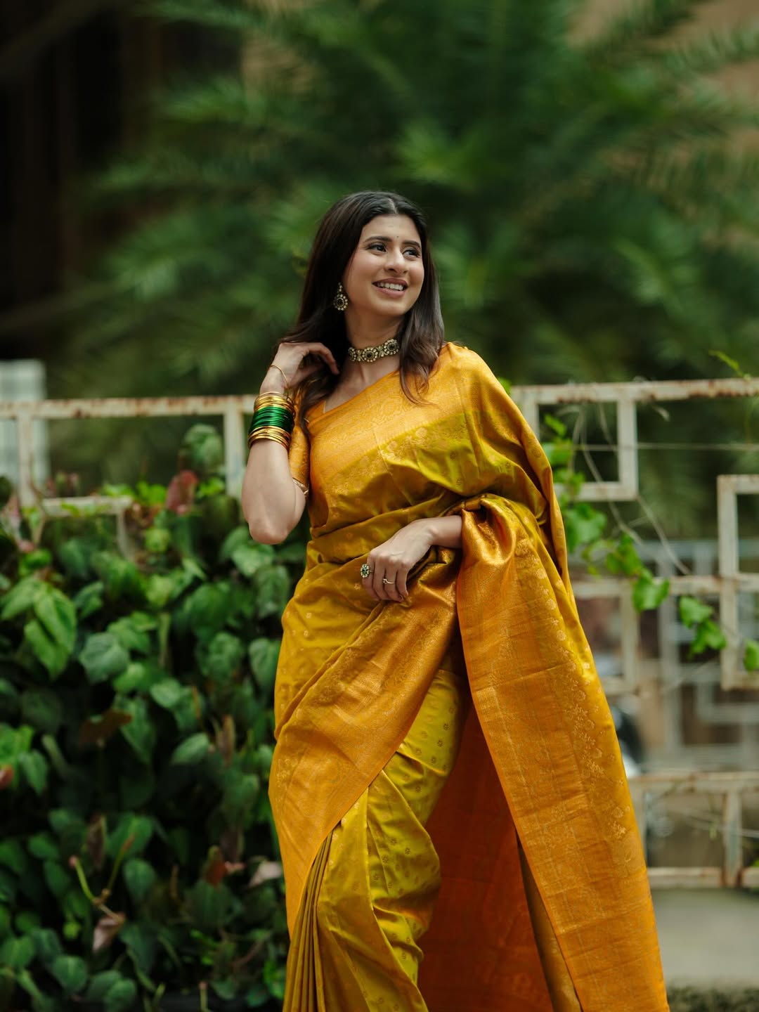 Ankita Walawalkar Silk Saree Look