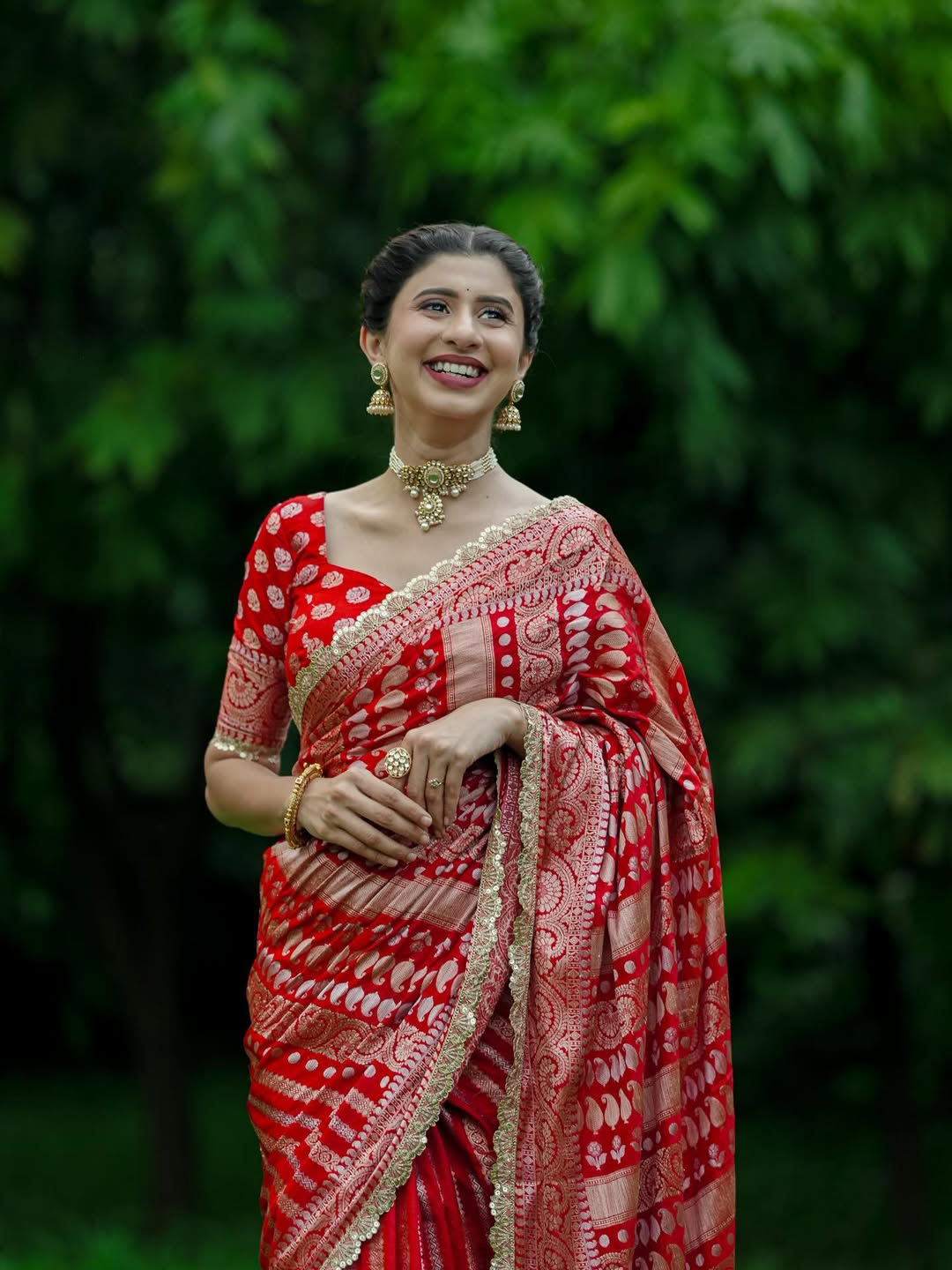 Ankita Walawalkar Silk Saree Look