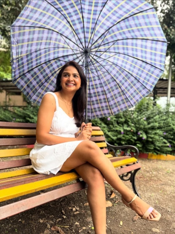 Apurva Gore White Dress Umbrella