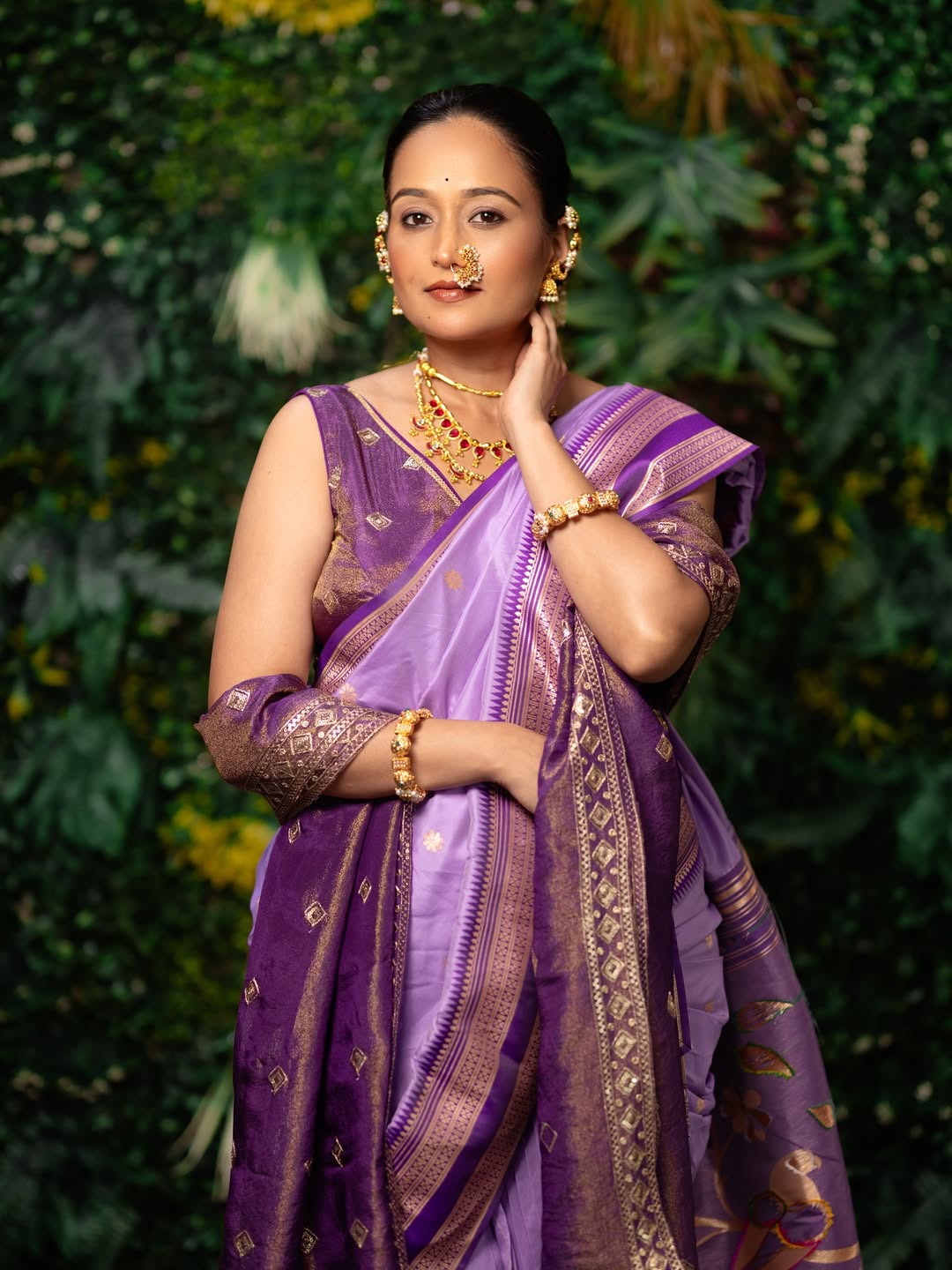 Bhakti Desai Purple Nauvari Saree Look