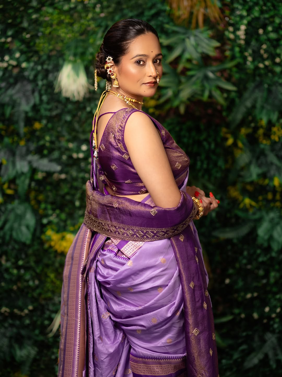 Bhakti Desai Purple Nauvari Saree Look