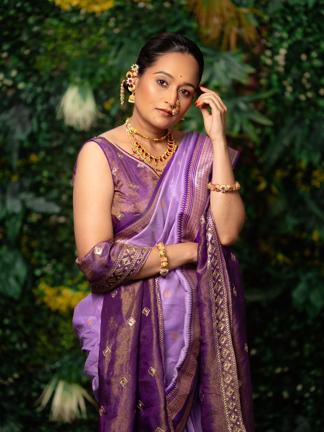 Bhakti Desai Purple Nauvari Saree Look