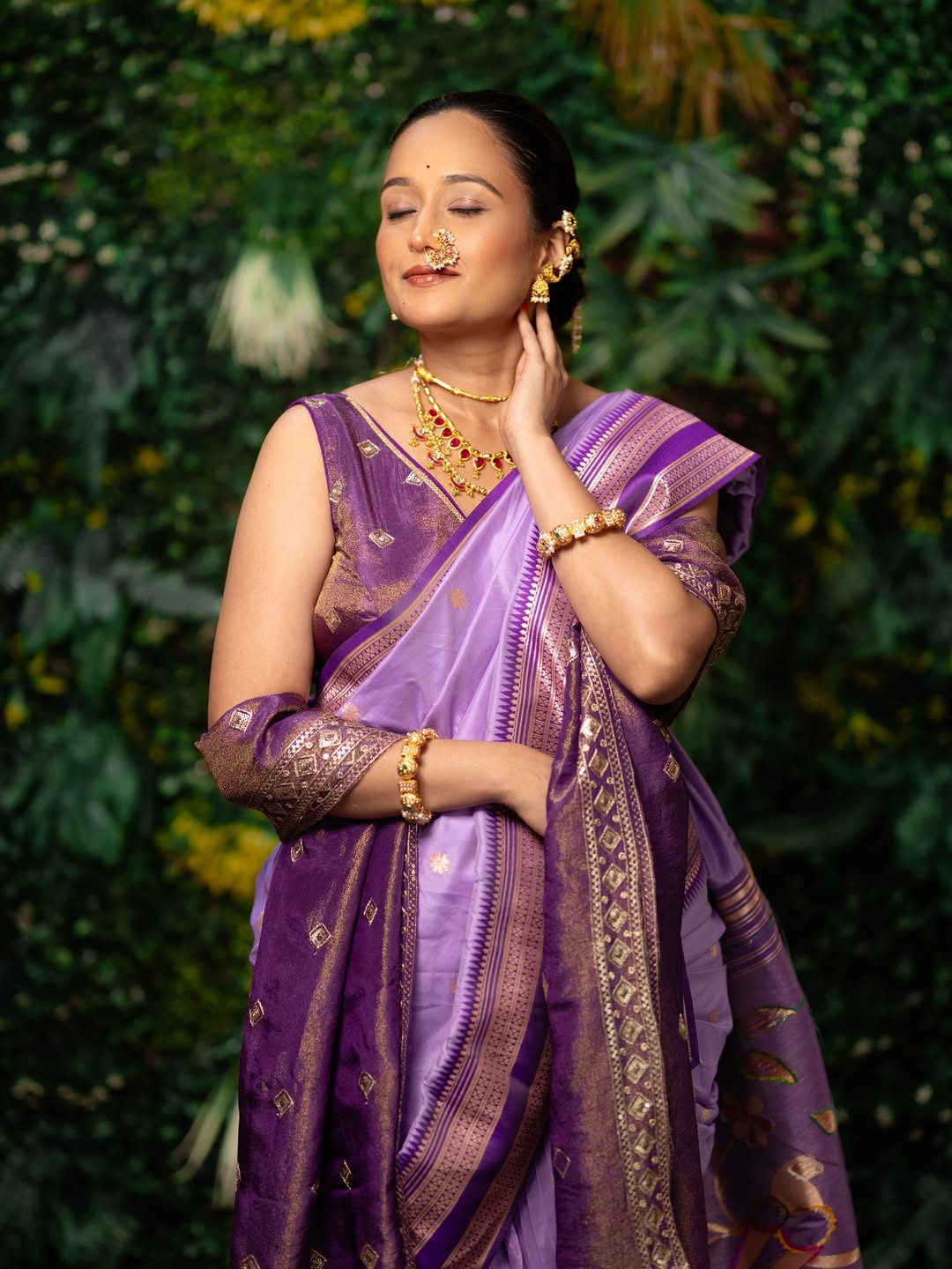 Bhakti Desai Purple Nauvari Saree Look