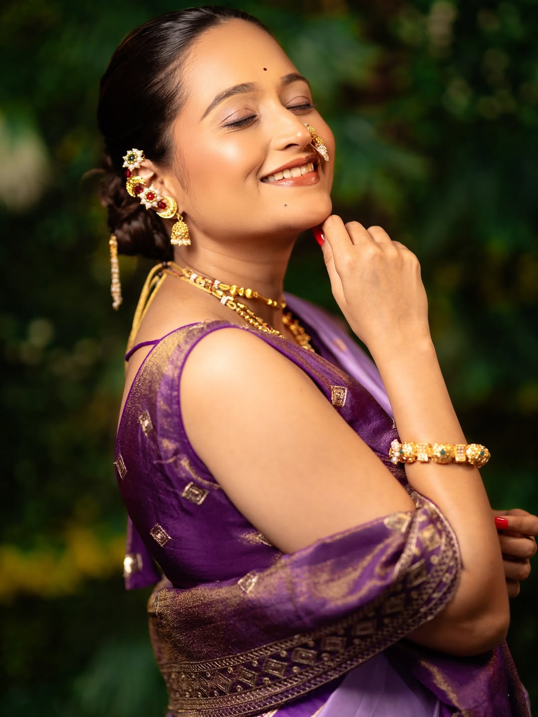 Bhakti Desai Purple Nauvari Saree Look