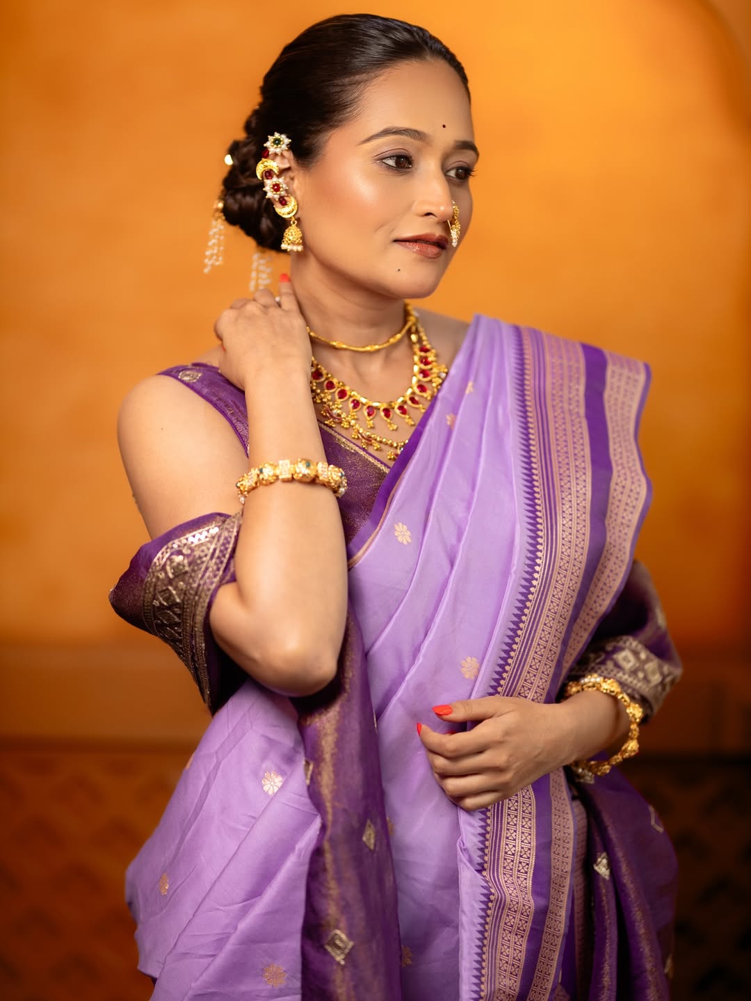 Bhakti Desai Purple Nauvari Saree Look