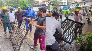 Crackdown on Shopkeepers Blocking Phadke Road in Dombivli Iron Grills and Stalls Removed kdmc on action mode