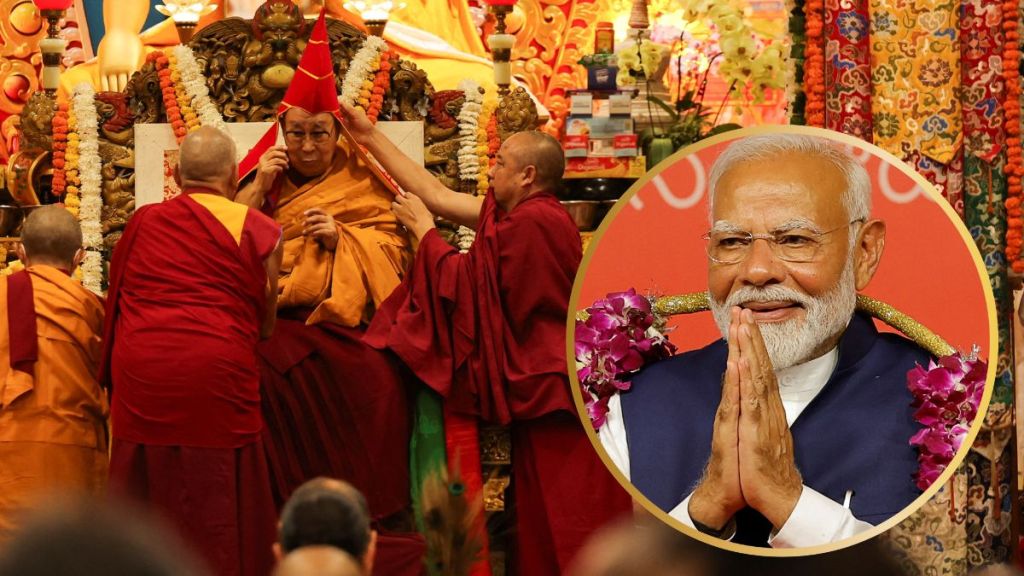 धर्मशाला येथील दलाई लामा यांच्या निवासस्थानी त्यांचा वाढदिवस साजरा करण्यासाठी केंद्र सरकारमधील काही मंत्र्यांनीही उपस्थिती लावली होती. (Photo: Reuters)