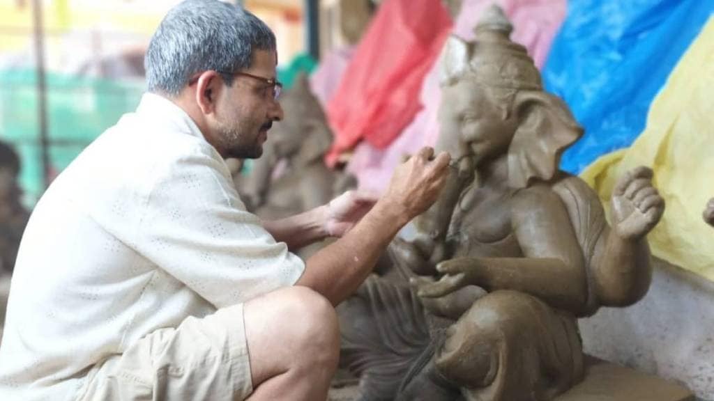 The preparations for Ganeshotsav have begun in the Ganesh idol schools in Sawantwadi
