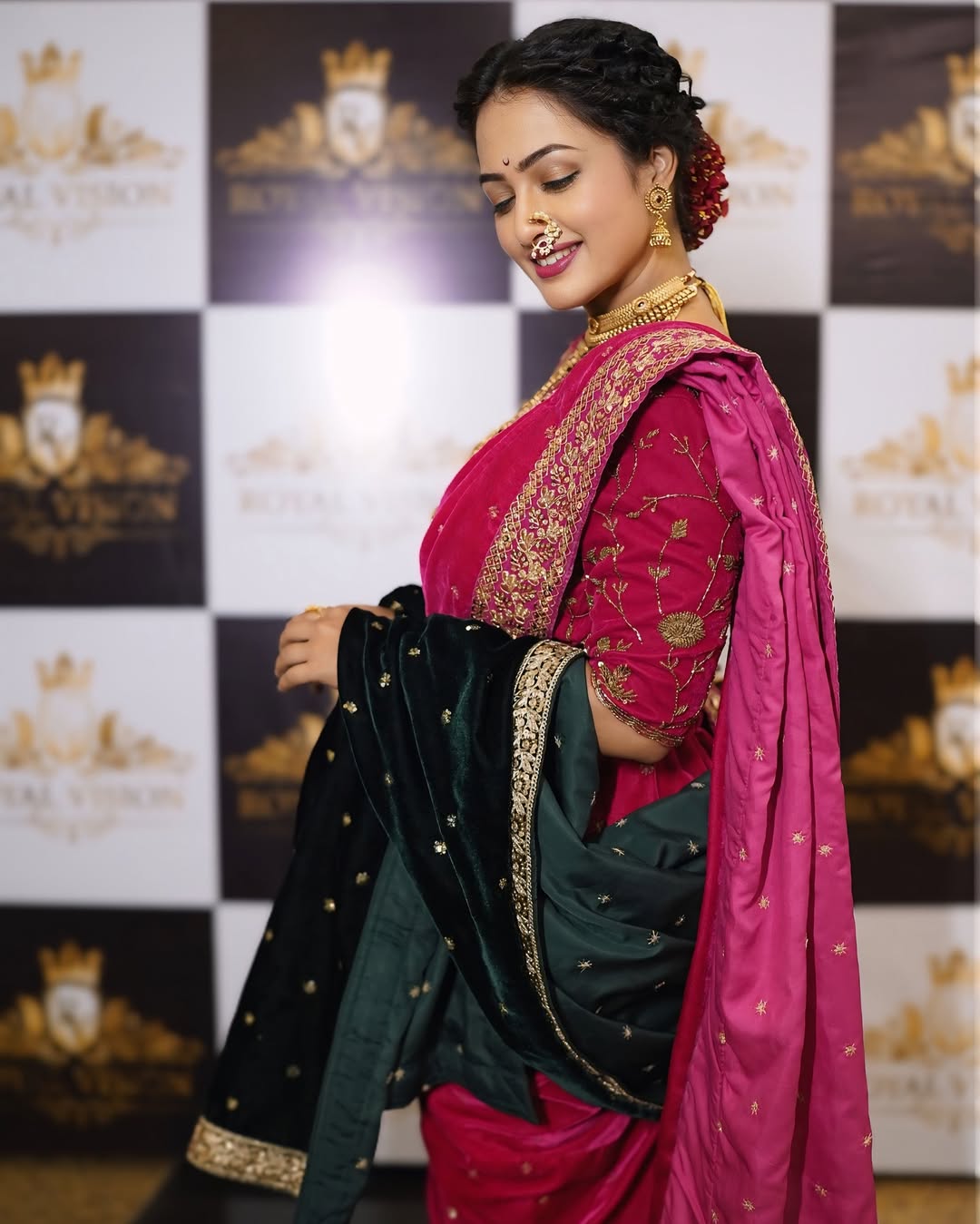 Girija Prabhu Pink Designer Nauvari Saree