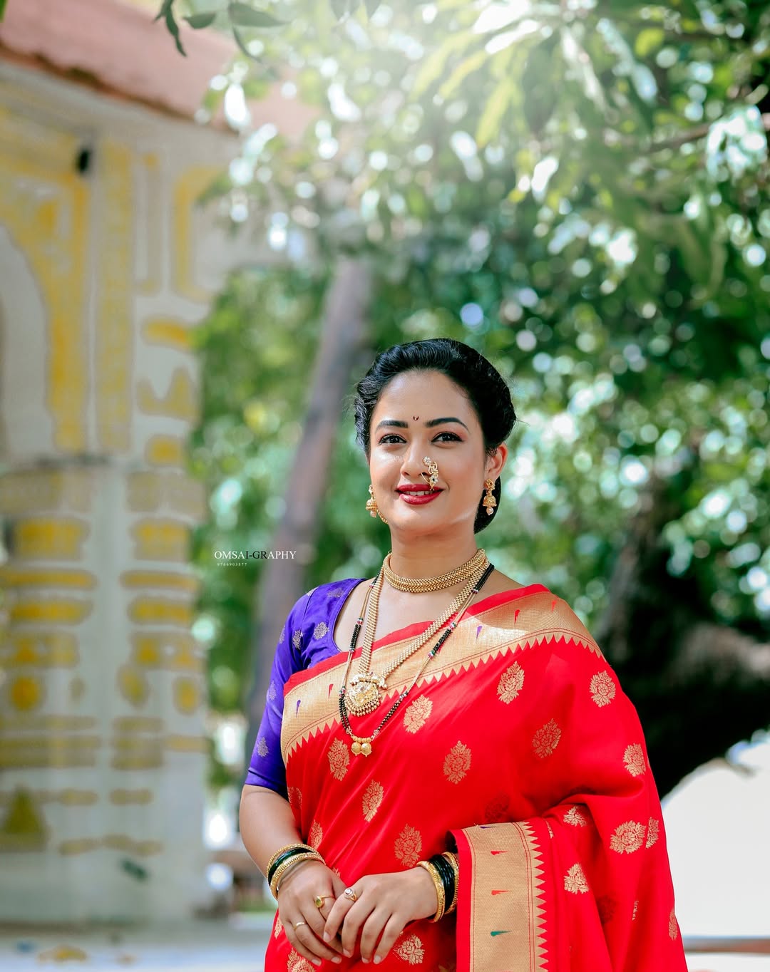 Girija Prabhu Red Muniya Paithani Saree Look