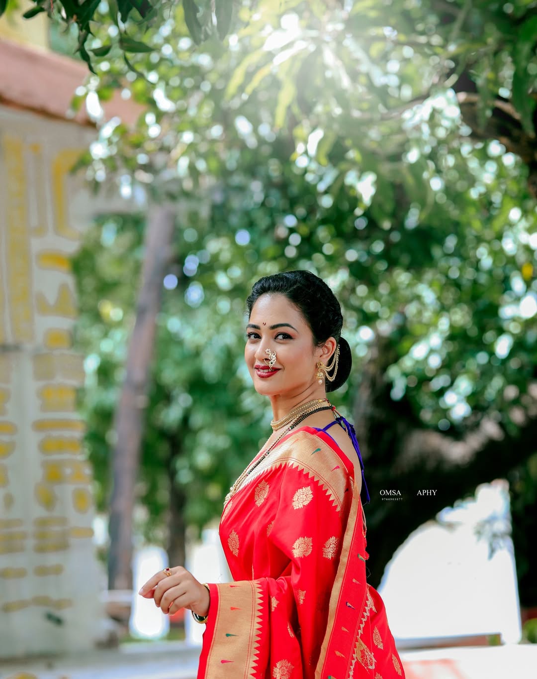 Girija Prabhu Red Muniya Paithani Saree Look