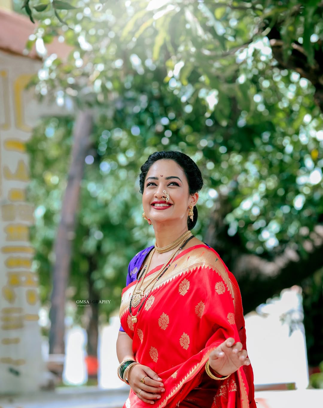 Girija Prabhu Red Muniya Paithani Saree Look