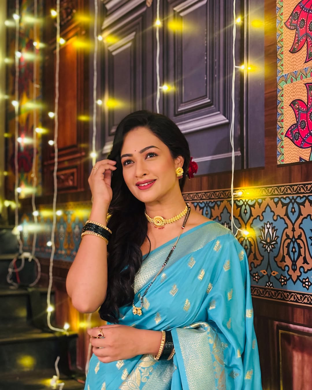 Girija Prabhu Red Muniya Paithani Saree Look