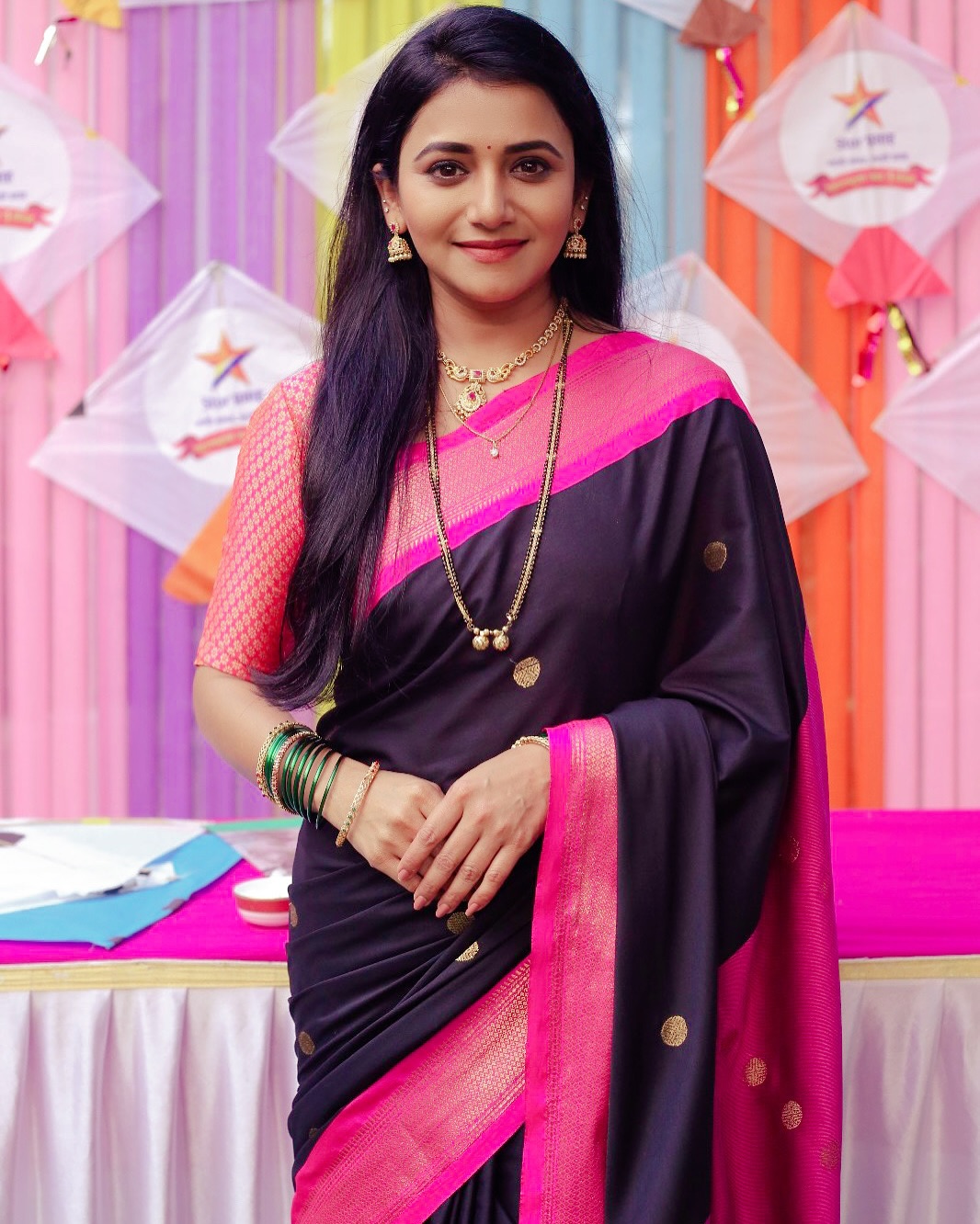 Jui Gadkari Purple Paithani Saree Look