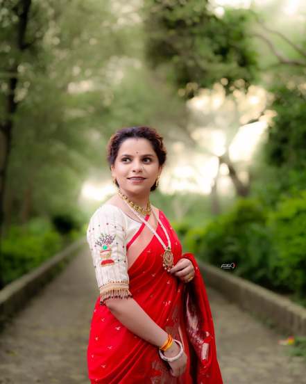 Kartiki Gaikwad Red Saree Look Ashadhi Ekadashi 2025