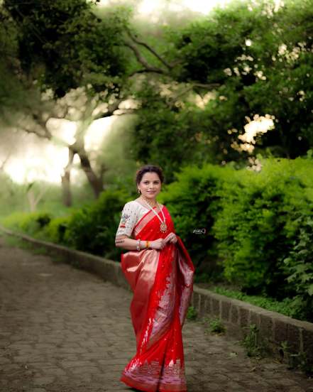 Kartiki Gaikwad Red Saree Look Ashadhi Ekadashi 2025