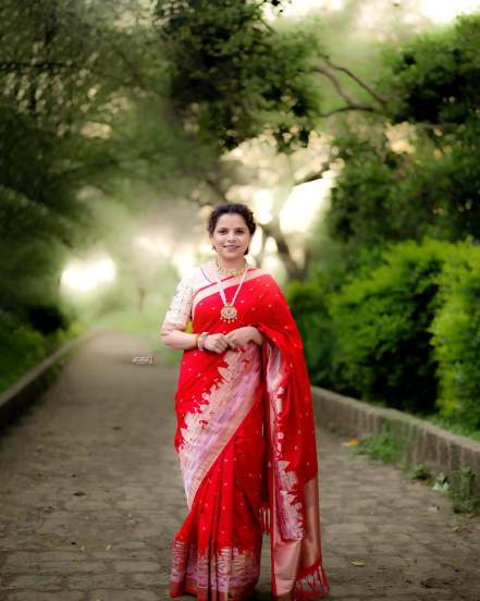 Kartiki Gaikwad Red Saree Look Ashadhi Ekadashi 2025