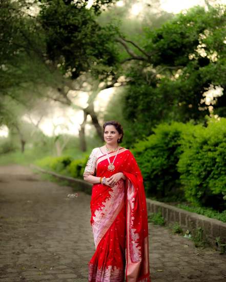 Kartiki Gaikwad Red Saree Look Ashadhi Ekadashi 2025