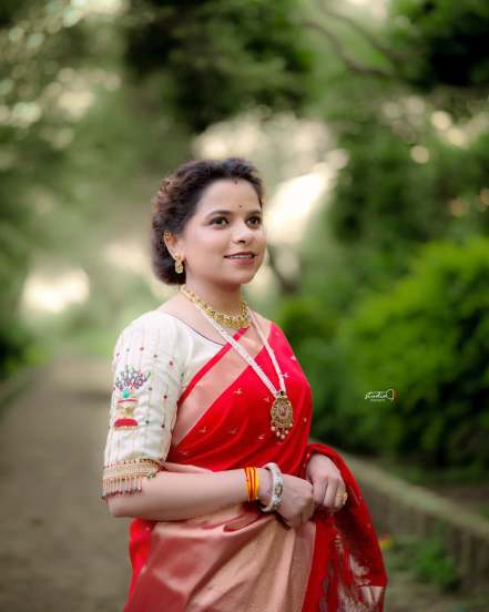 Kartiki Gaikwad Red Saree Look Ashadhi Ekadashi 2025