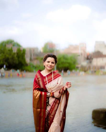 Kartiki Gaikwad Red Saree Look Ashadhi Ekadashi 2025