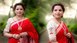 Photos: तुळशीचं आरी वर्क केलेला ब्लाऊज, लाल सिल्क साडी; कार्तिकी गायकवाडच्या लूकची चर्चा