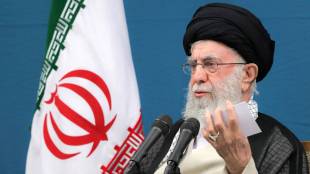 Iranian leader ayatollah khamenei posters on Pune Solapur highway