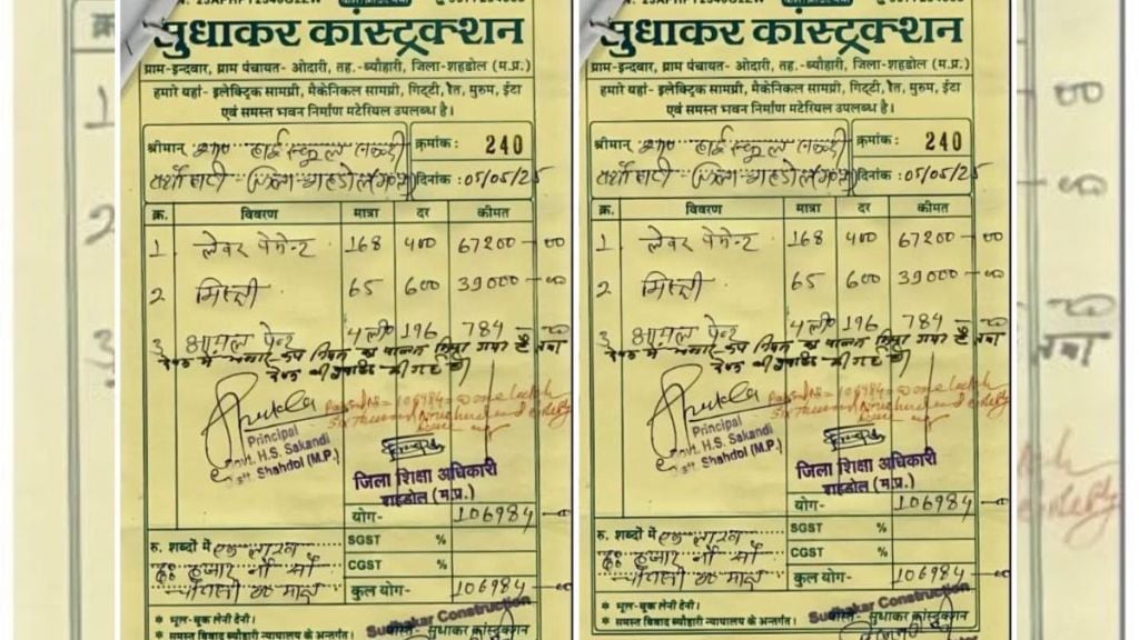 Madhya Pradesh School Paint Scam : भ्रष्टाचाराचा कहर! सरकारी शाळेची एक भिंत, ४ लिटर रंग अन् २३३ कामगार; बिल सोशल मीडियावर होतंय व्हायरल