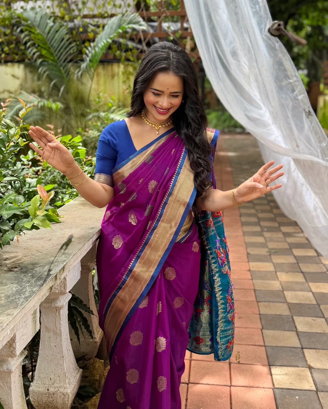 Madhura Joshi Purple Paithani Saree Look