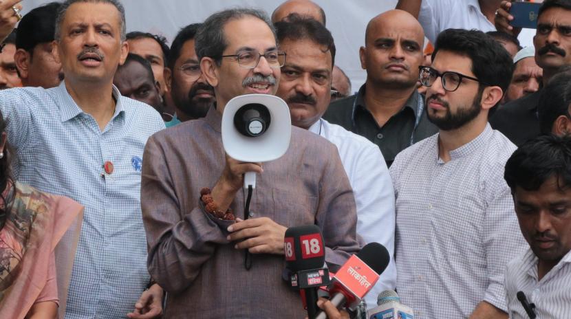 Mill workers protest at Azad Maidan Uddhav Thackeray, Aaditya Thackeray join the protest in support