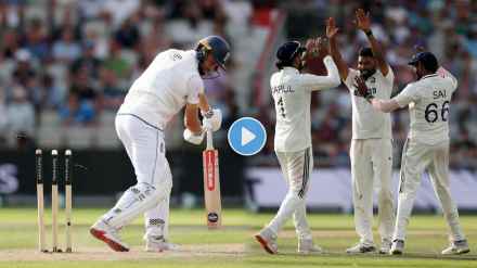Mohammed Siraj Clean Bowled Chris Woakes on Good Length Ball Hits Bat and Later Stumps Video
