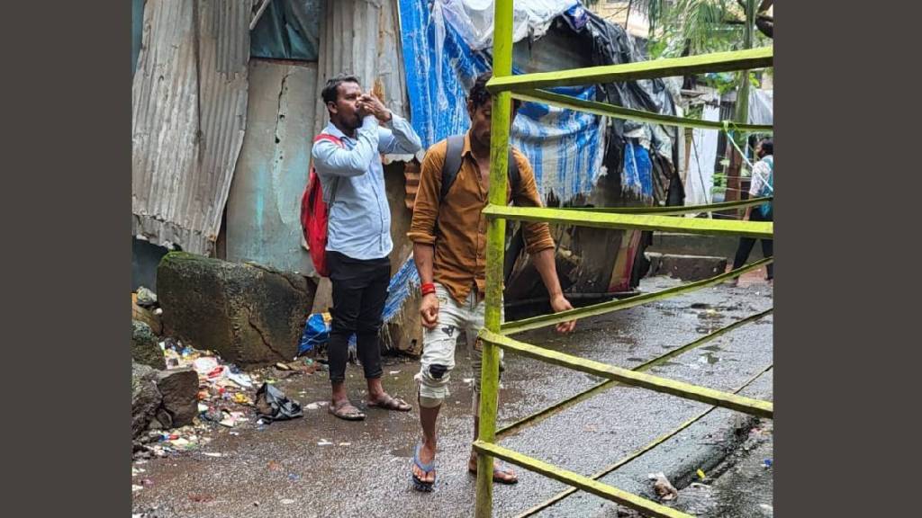 A person consuming ganja on Nehru Road